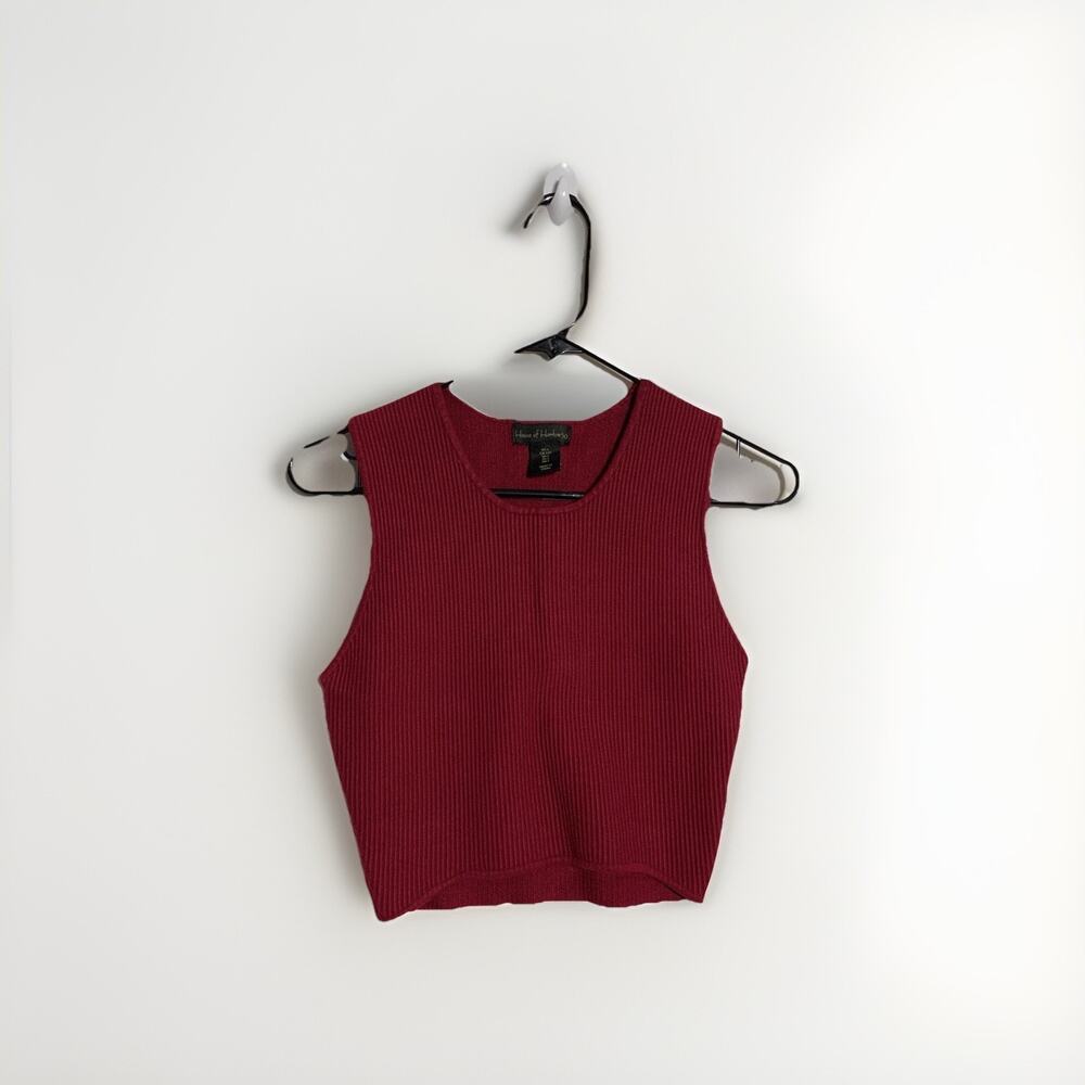 House of Harlow 1960 NWT Red/Magenta Ribbed Knit Cropped Tank Top Women's Large
